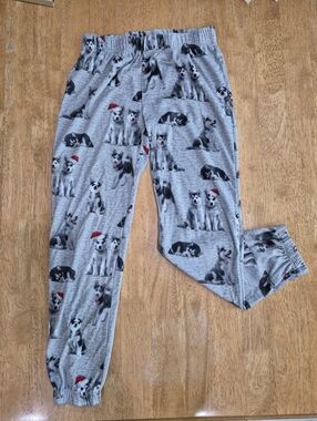EUC Justice Grey Husky Print Christmas Pajama Pants Bottoms Girls Youth